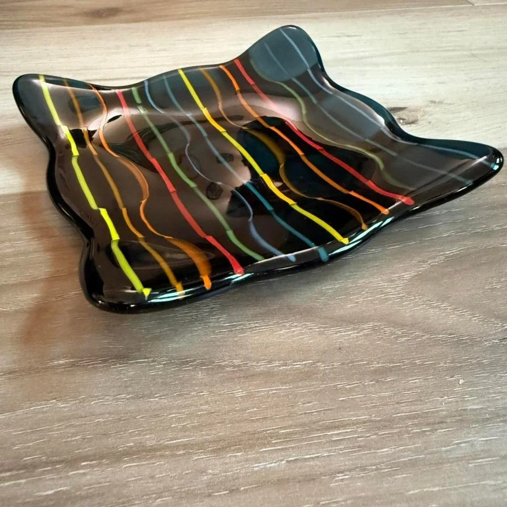 Blue glass‎ tray handmade